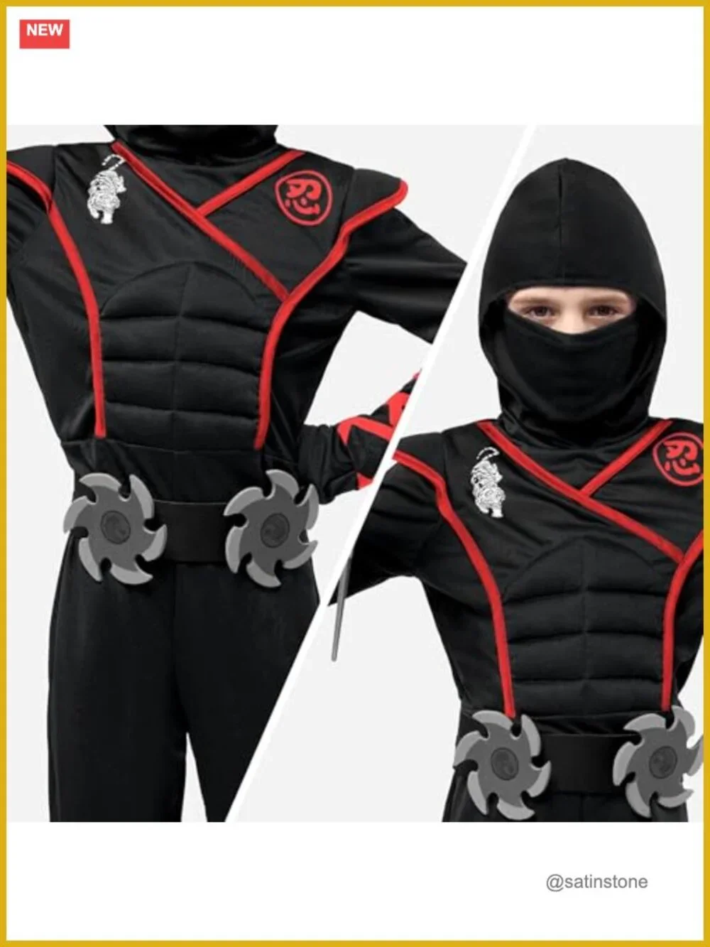 Kids Halloween Ninja Costume Set with Accessories - Boys Girls Dress Up